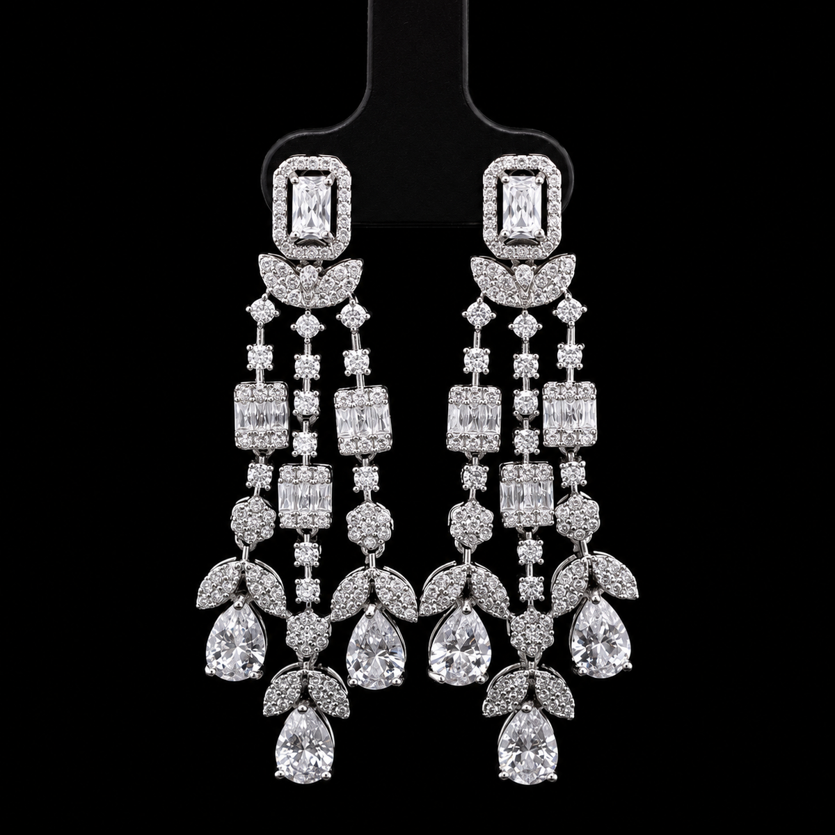 Durre Arabella Elegant White Bridal Jewelry Set with Premium Zircon Stones