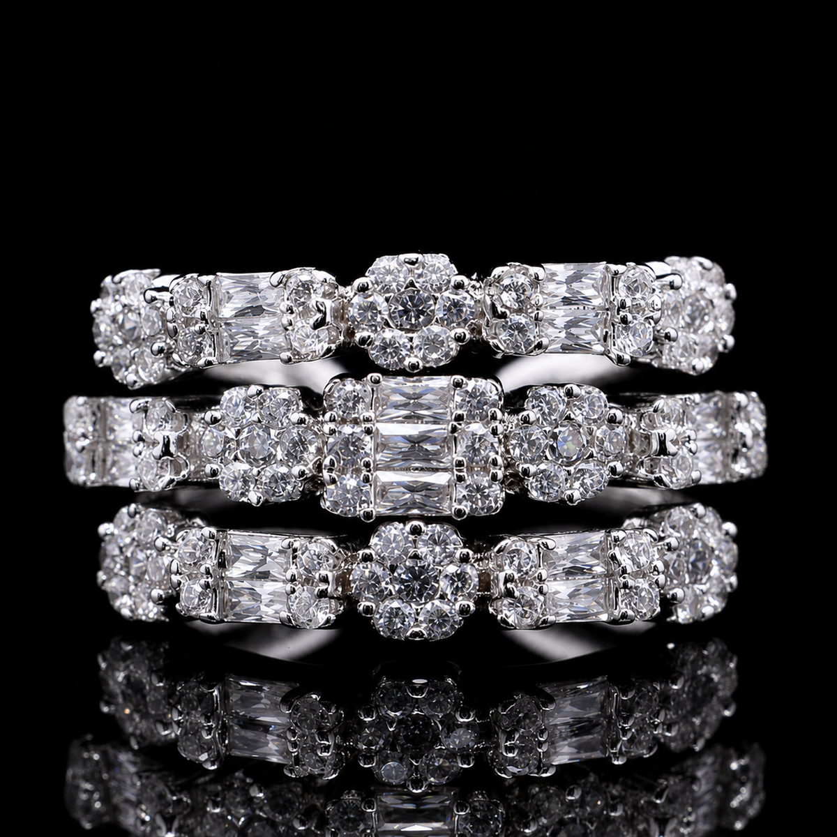 Durre Abby White Layered Luxury Bridal Full Set in High Quality Rhodium Plated Zircon Stones