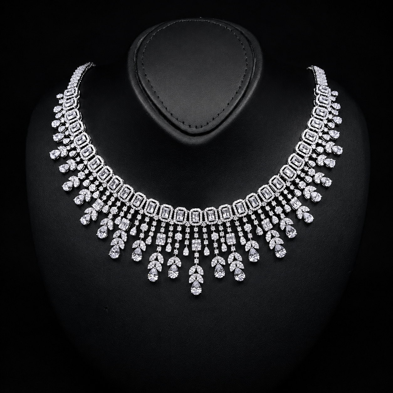Durre Arabella Elegant White Bridal Jewelry Set with Premium Zircon Stones