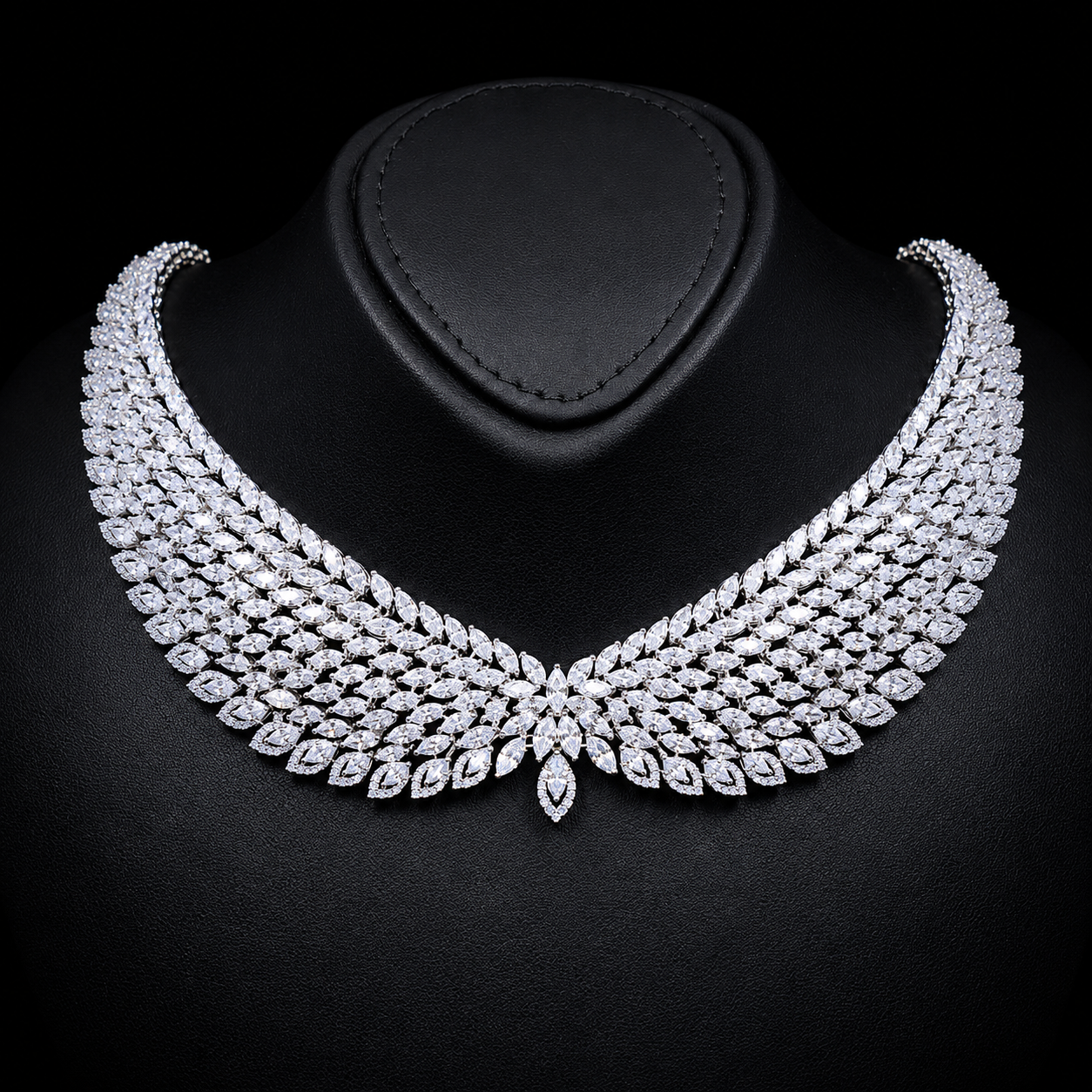 Durre Safe Luxury Bridal White Full Set In High Quality Zircon Stone Rhodium Plated